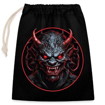 Evil demonic devil with red eyes - Closable cotton gift bag (25x30cm) - black - Front