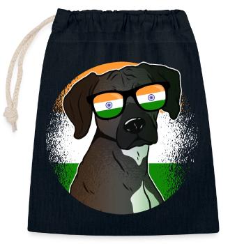 Indien - Verschließbarer Geschenkbeutel aus Baumwolle (25x30cm) - Navy - Vorne