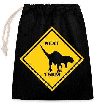 Conception de panneaux de signalisation routière Allosaurus, à l’attention des dinos - Sac cadeau en coton avec cordon (25 x 30 cm) - noir - Devant