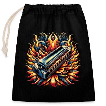 Harmonica abstract design - Closable cotton gift bag (25x30cm) - black - Front