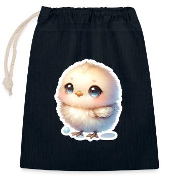 Un doux poussin de Pâques aux yeux bleus - Sac cadeau en coton avec cordon (25 x 30 cm) - bleu marine - Devant