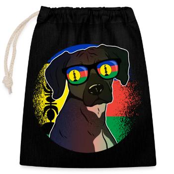Nouvelle Calédonie - Sac cadeau en coton avec cordon (25 x 30 cm) - noir - Devant