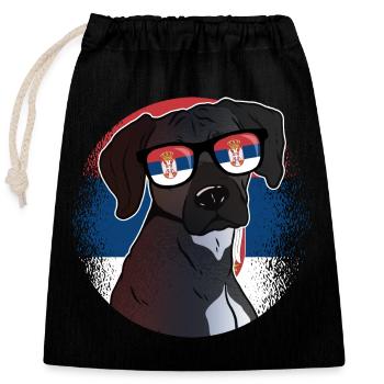 Serbia - Closable cotton gift bag (25x30cm) - black - Front