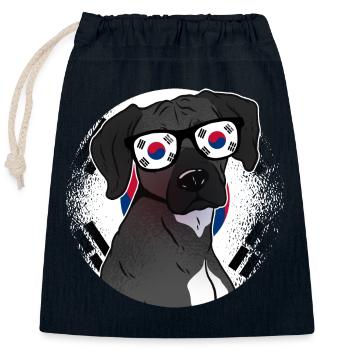 South Korea - Closable cotton gift bag (25x30cm) - navy - Front