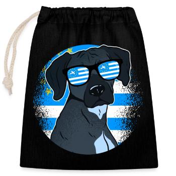 Sud Cameroun - Sac cadeau en coton avec cordon (25 x 30 cm) - noir - Devant