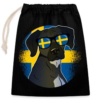 Schweden - Verschließbarer Geschenkbeutel aus Baumwolle (25x30cm) - Schwarz - Vorne