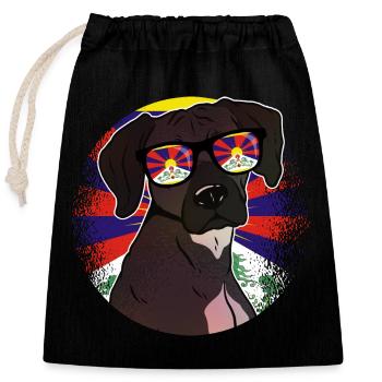 Tibet - Sac cadeau en coton avec cordon (25 x 30 cm) - noir - Devant