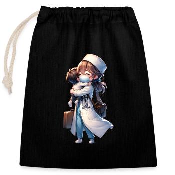 A Doctor Mom Getting Back Home From Work - Closable cotton gift bag (25x30cm) - black - Front