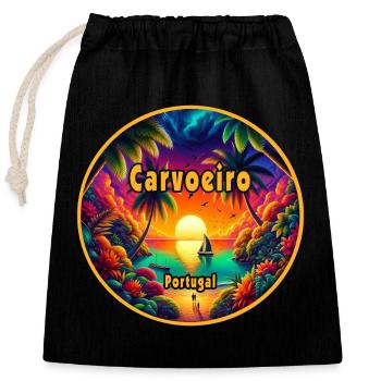 Carvoeiro Portugal Algarve sunset - Closable cotton gift bag (25x30cm) - black - Front