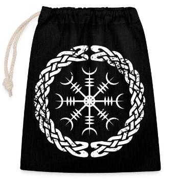 Aegishjalmur, Helm of Awe, Viking, Norse - Closable cotton gift bag (25x30cm) - black - Front