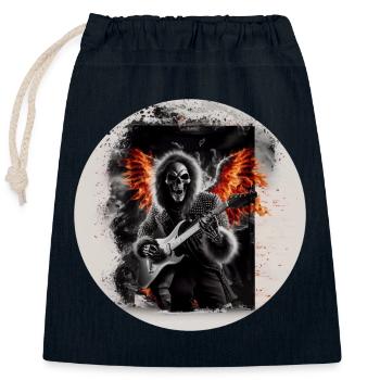 Rock 'n' Roll Skeleton on Fire #3 - Closable cotton gift bag (25x30cm) - navy - Front