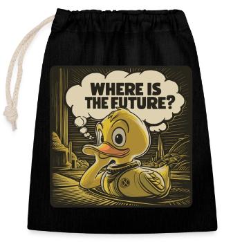 Canard en plastique jaune réfléchi - Sac cadeau en coton avec cordon (25 x 30 cm) - noir - Devant