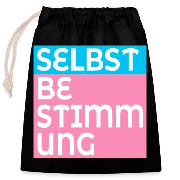 TRANS SELBSTBESTIMMUNG - Verschließbarer Geschenkbeutel aus Baumwolle (25x30cm) - Schwarz - Vorne