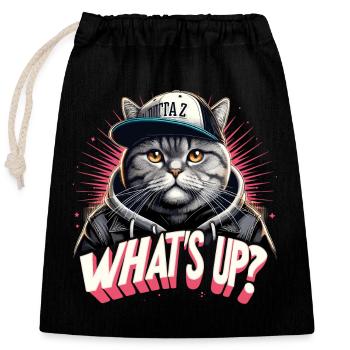 BKH Britisch Kurzhaar Katze getigert Gangster - Verschließbarer Geschenkbeutel aus Baumwolle (25x30cm) - Schwarz - Vorne