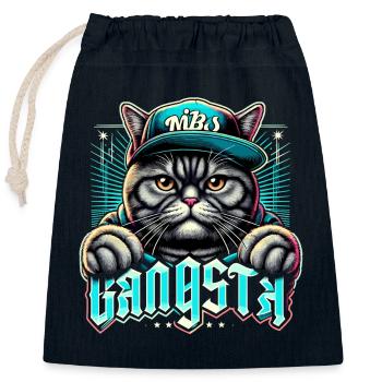 BKH Britisch Kurzhaar Katze getigert Gangsta Gangs - Verschließbarer Geschenkbeutel aus Baumwolle (25x30cm) - Navy - Vorne