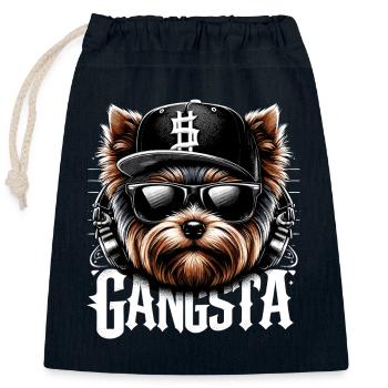 Yorkshire Terrier Yorkie Gangsta Gangster Hund Ges - Verschließbarer Geschenkbeutel aus Baumwolle (25x30cm) - Navy - Vorne