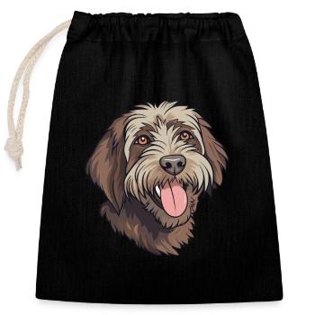 Pointage à poil dur Griffon chien race aquarelle C - Sac cadeau en coton avec cordon (25 x 30 cm) - noir - Devant