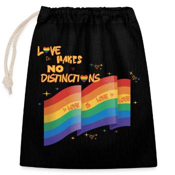 Love makes no destinctions LGBTQIA+ Pride - Closable cotton gift bag (25x30cm) - black - Front