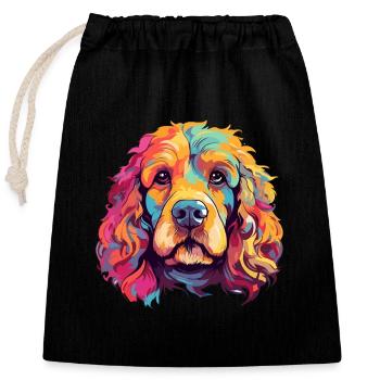 Cockapoo Hunderasse Aquarell Karikatur Kawaii Farbe - Verschließbarer Geschenkbeutel aus Baumwolle (25x30cm) - Schwarz - Vorne