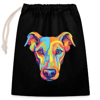 Lévrier chien race aquarelle dessin animé Kawaii Colo - Sac cadeau en coton avec cordon (25 x 30 cm) - noir - Devant