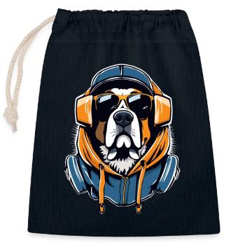 Bernhardiner Gangsta Gangster Hund Geschenk - Verschließbarer Geschenkbeutel aus Baumwolle (25x30cm) - Navy - Vorne