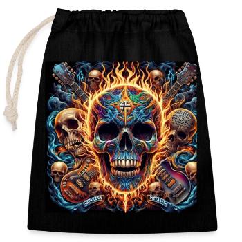 Crâne avec guitares croisées - Sac cadeau en coton avec cordon (25 x 30 cm) - noir - Devant