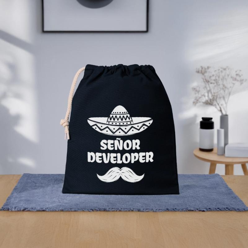 Developer Statement Code Computer Science Geek Scripting Closable cotton gift bag (25x30cm)