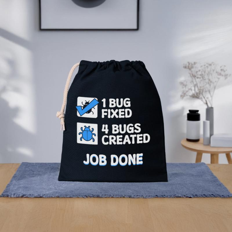 Correction de bugs Bugs de développeur Déclaration de code Informatique Sac cadeau en coton avec cordon (25 x 30 cm)