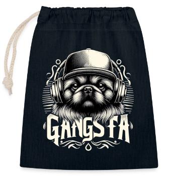 Cadeau de chien pékinois Gangsta Gangster Lionhound - Sac cadeau en coton avec cordon (25 x 30 cm) - bleu marine - Devant