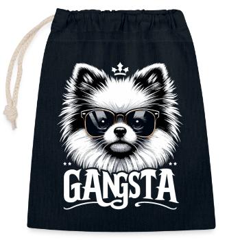 Petit cadeau de chien Spitz Gangsta Gangster - Sac cadeau en coton avec cordon (25 x 30 cm) - bleu marine - Devant