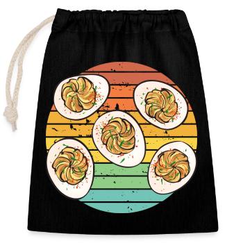 Gefüllte Eier Deviled Eggs - Verschließbarer Geschenkbeutel aus Baumwolle (25x30cm) - Schwarz - Vorne
