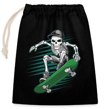 Skelett Totenkopf Skateboarder Skater - Verschließbarer Geschenkbeutel aus Baumwolle (25x30cm) - Schwarz - Vorne