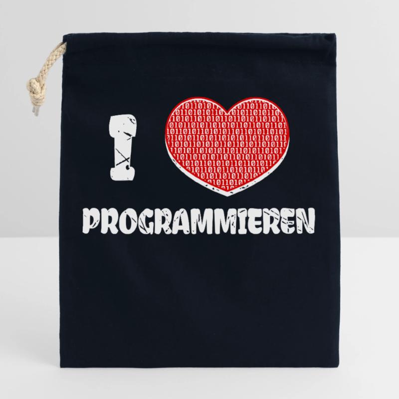 Developer Herz Programmierer Statement Informatik Verschließbarer Geschenkbeutel aus Baumwolle (25x30cm)