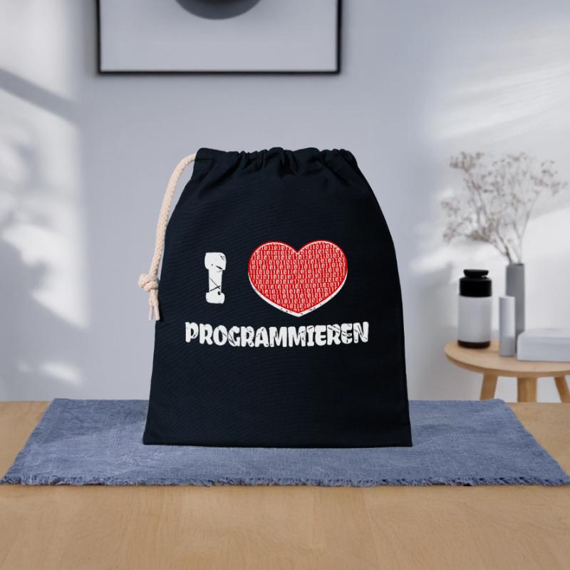 Developer Herz Programmierer Statement Informatik Verschließbarer Geschenkbeutel aus Baumwolle (25x30cm)