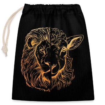 Lion and Lamb - Closable cotton gift bag (25x30cm) - black - Front