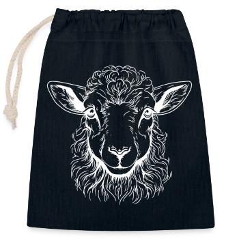 Lamb Portrait - Closable cotton gift bag (25x30cm) - navy - Front