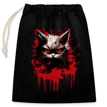 Cat is in a bad mood - Closable cotton gift bag (25x30cm) - black - Front