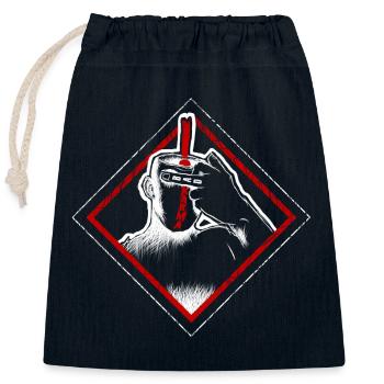 Mauvaise journée, majeur, style trash - Sac cadeau en coton avec cordon (25 x 30 cm) - bleu marine - Devant