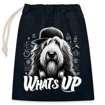 Schapendoes What's Up Gangsta Cool Dog Gift - Closable cotton gift bag (25x30cm) - navy - Front