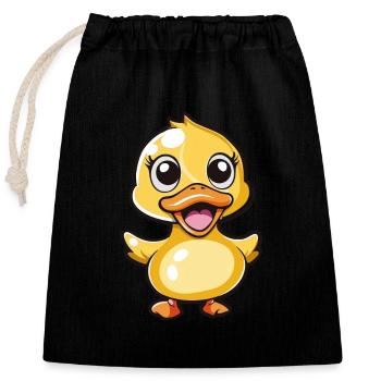 Mignon caneton avec de grands yeux - Sac cadeau en coton avec cordon (25 x 30 cm) - noir - Devant