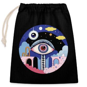Psychedelic Eye - Closable cotton gift bag (25x30cm) - black - Front