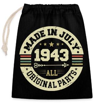 July 1943 Birthday Gift 1943 I Made in July - Closable cotton gift bag (25x30cm) - black - Front