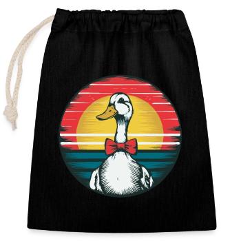 Canard avec un nœud papillon - Sac cadeau en coton avec cordon (25 x 30 cm) - noir - Devant