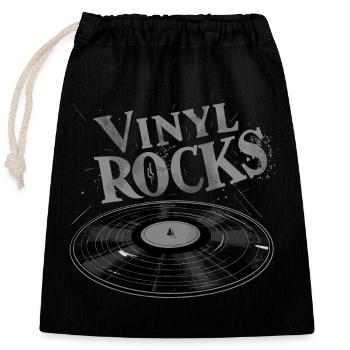 Vinyl Rocks - Closable cotton gift bag (25x30cm) - black - Front