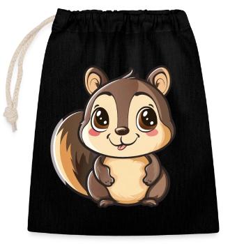 Amis chipmunk de dessin animé mignon - Sac cadeau en coton avec cordon (25 x 30 cm) - noir - Devant