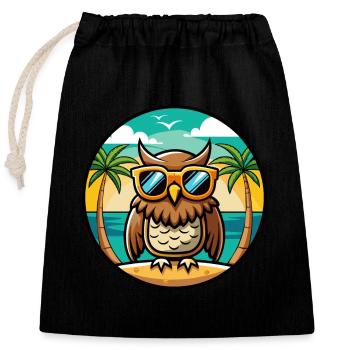 Eule Lustige Cartoon Sommer Strand Sonnenbrille Aufkleber - Verschließbarer Geschenkbeutel aus Baumwolle (25x30cm) - Schwarz - Vorne