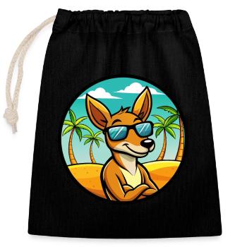 Känguru Lustige Cartoon Sommer Strand Sonnenbrille - Verschließbarer Geschenkbeutel aus Baumwolle (25x30cm) - Schwarz - Vorne