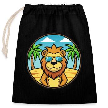 Löwe Lustige Cartoon Sommer Strand Sonnenbrille Aufkleber - Verschließbarer Geschenkbeutel aus Baumwolle (25x30cm) - Schwarz - Vorne