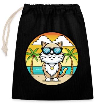 Birma Heilige Katzenrasse Cartoon Sonnenbrille Strand - Verschließbarer Geschenkbeutel aus Baumwolle (25x30cm) - Schwarz - Vorne