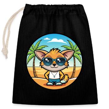 Pixie Bob Cat Breed Cartoon Sunglasses Beach - Closable cotton gift bag (25x30cm) - black - Front